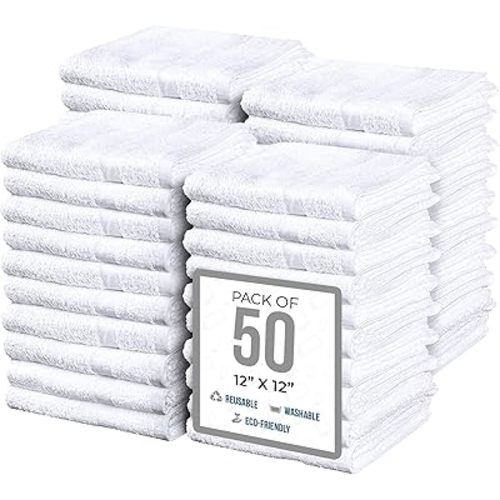 Simpli-Magic 79171 Terry Towel Cleaning Cloths, Pack of 50 , Standard , White, 12"x12"