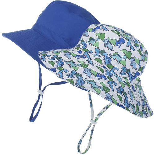 MaxNova Baby Sun Hat Toddler Summer UPF 50+ Baby Girl Bucket Hat Wide Brim Beach Hats for Baby Boys 0-7 Years 2pack
