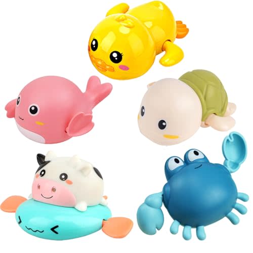 Bath Toy,Cute Animal Clockwork Bathtub Swimming Pool Toy,Baby Bath Toys for Toddlers 1-3, Boys & Girls Water Bath Toy Set,5 Pack
