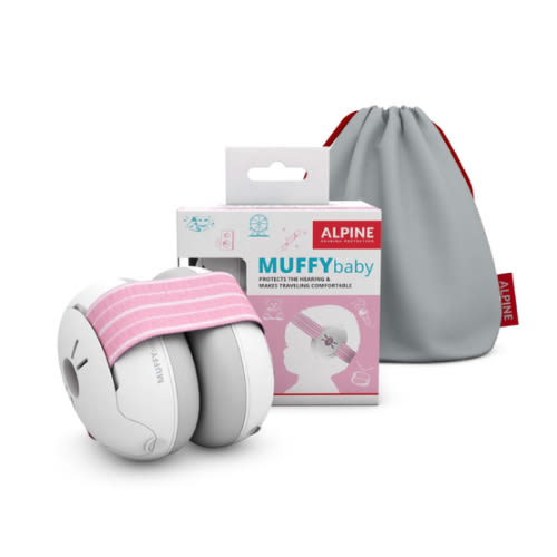 Alpine Muffy Baby Ear Protection for Babies and Toddlers up to 36 Months - CE & ANSI Certified - Noise Reduction Earmuffs - Comfortable Baby Headphones Against Hearing Damage & Improves Sleep - Pink