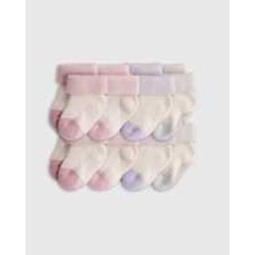 Organic Gripper Fold Over Socks 8-Pack - Baby Girl