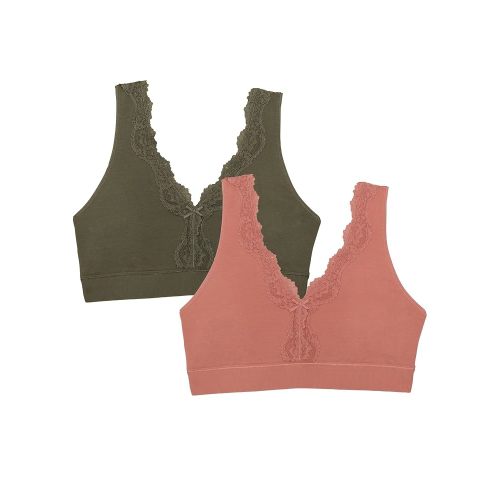 Fruit of the Loom Women's 2-Pack Full Coverage Wireless Cotton Bra-Soft & Everyday Comfort