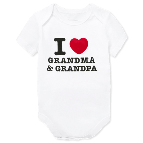 Baby Grandma And Grandpa Graphic Bodysuit - White