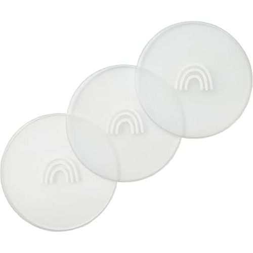 Hippypotamus Lids for Toddler Plates - Fits Silicone Baby Plates 7.75 in. Diameter - BPA Free - Set of 3 (Clear Lids)
