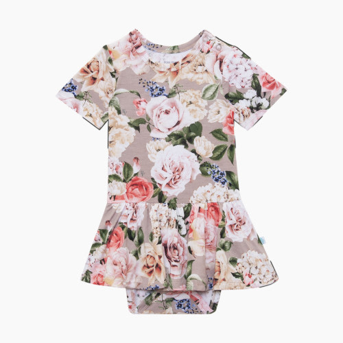 Posh Peanut Short Sleeve Henley With Twirl Skirt Bodysuit - Cassie Gray, 0-3 Months