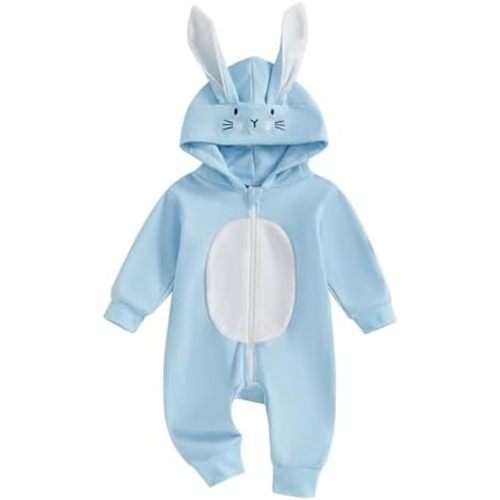 My First Easter Baby Girl Boy Outfit Baby Bunny Romper Long Ear Rabbit Hoodie Romper Jumpsuit Cute Spring Clothes