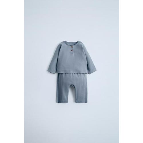 HENLEY T-SHIRT AND JOGGERS SET - Blue / Gray | ZARA United States