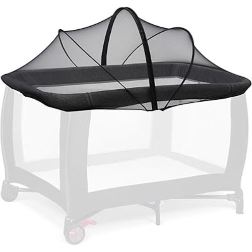 Pack n Play Cover, Travel Crib Tent, Pack and Play Mosquito Net Cover with 2-Way Zipper for Playpen/Mini Crib/Twin Bassinet to Keep Cats Out, Black