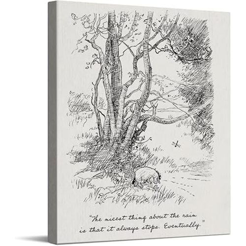 CYFDYVT Classic Winnie the Pooh Inspirational Quote Wall Art Vintage Winnie the Pooh Motivational Canvas Painting Pictures Wall Decor For Home Nursery Kids' room Sign Artwork Ready to Hang 8x10 Inch