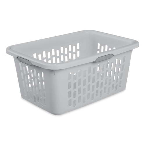 Sterilite 2 Bushel Large Plastic Laundry Basket with 4 Comfort Grip Handles, Light Gray