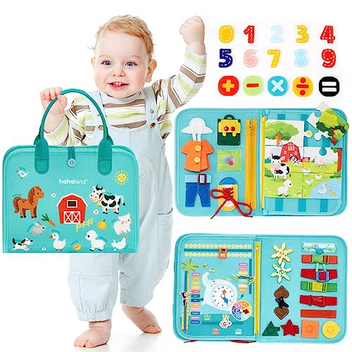 hahaland Busy Board for Toddlers Girls Montessori Toys for 3+ Year Old Farm Animals Preschool Learning Activities Toddler Travel Toys for 3+