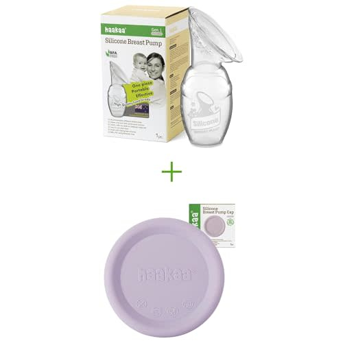 haakaa Manual Breast Pump 100ml/4oz & Silicone Cap (Lavander) Combo