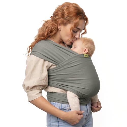 Boba Baby Wrap Carrier  Original Baby Sling Carrier for Newborns (735 lbs), Soft, Secure, Hands-Free & Ergonomic, Ideal for Comfortable Bonding, New Parents (Grey)