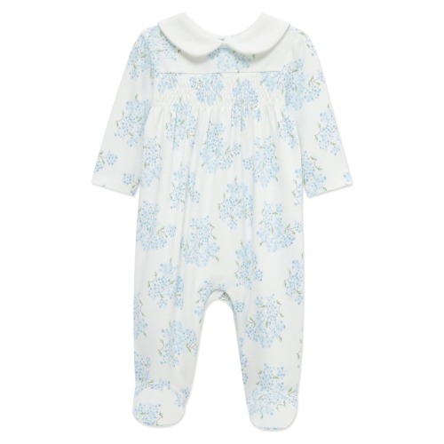 Little Me Hydrangea Pima Cotton Smocked Footie | Nordstromrack