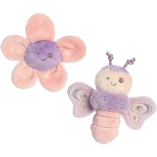 Ebba™ Playful Flutterflies™ Flutterfly™ Rattle & Crinkle Set Baby Stuffed Animal - Sensory Delight - Imaginative Play - Purple 4 Inches