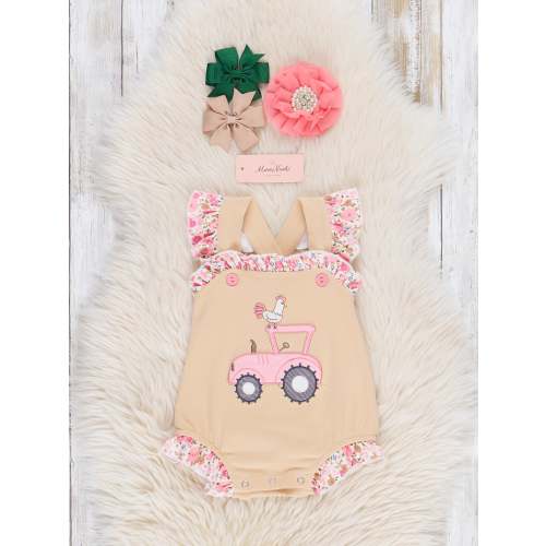 Sweet Tractor Ride Floral Ruffle Bubble
