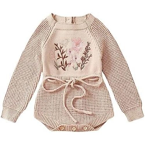MERSARIPHY Baby Girl Sweater Romper Embroidery Baby Sweatshirt Romper Baby Girl Knit Sweater Fall Winter Clothes
