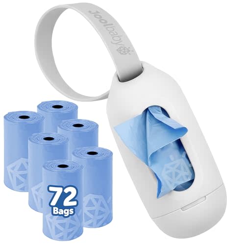 Jool Baby Disposable Diaper Bag Dispenser (Gray) + 6 Refill Rolls (Lavender-Scented) - Attaches to Stroller or Diaper Bag for On-the-Go Convenience
