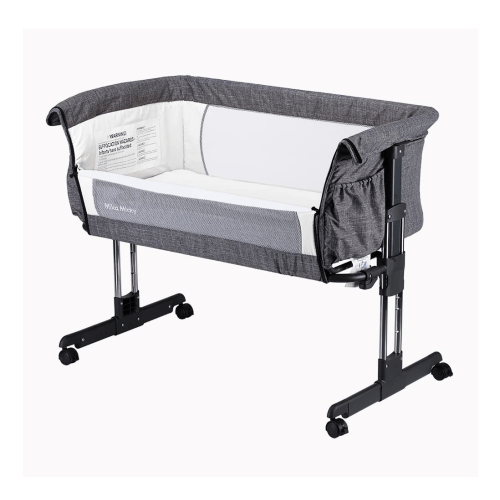 New Mika Micky Baby Bassinet Bedside Sleeper Easy Folding Portable Crib Grey