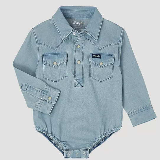 Baby Boy Long Sleeve Denim Bodysuit