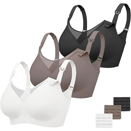 Vinfact 3 Pack Nursing Bras for Breastfeeding Comfort Maternity Bras for Pregnancy Wireless Seamless Breastfeeding Bras