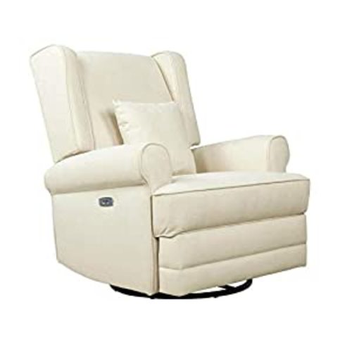 Amazon.com: Evolur Phoenix Upholstered Wing Back Power Recliner I Nursery Glider I Durable Soft Fabric I Bonus Pillow I Electronic Recliner and Swivel Glider : Home & Kitchen