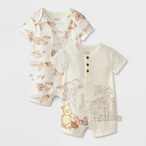 Baby 2pk Disney Winnie the Pooh Collection Romper - Beige 0-3M