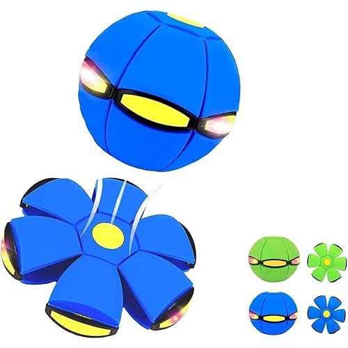 Magic Ball, Magic Meta Ball, Magics Bouncing Balls, Dual Form Freely Switchable, Magics Bouncing Balls with 6 Light, Parent-Child Interactive Suitable for Indoor & Outdoor Use (Blue)