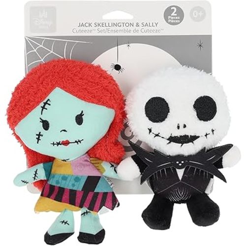KIDS PREFERRED Disney Cuteeze 2 Pack Nightmare Before Christmas Jack and Sally Stuffed Animal Plush Toy - for Babies and Toddlers, Multicolor,6 inches