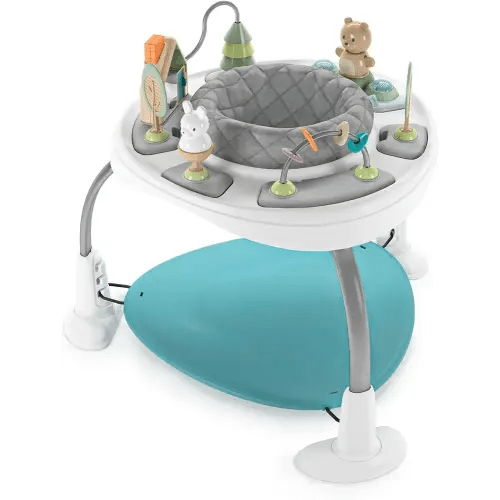 Ingenuity Spring & Sprout 2-in-1 Baby Activity Center Jumper and Table with Infant Toys - Ages 6 Months +, First Forest
