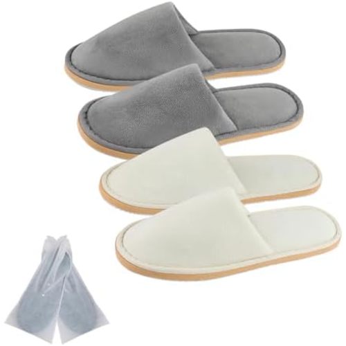 2-6 Pairs Spa Slippers, Indoor Slippers, Disposable Slippers for Guests, Washable & Non Slip Reusable House Slippers for Women Men Bedroom, Hotel, Travel,Wedding (Thick Soft)