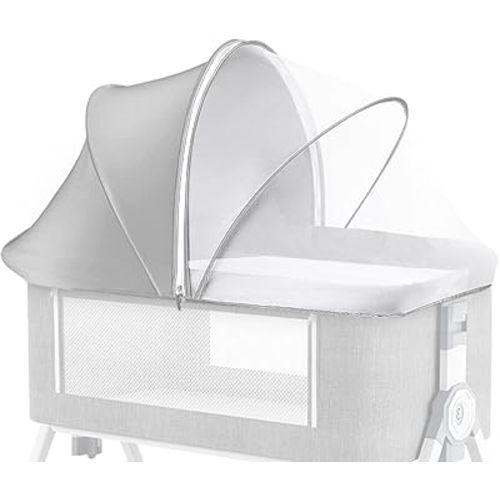 Bassinet Cover for Baby, Blockout Mosquito Net Cover with 2-Way Zipper, Portable Bassinet Canopy Cover for Cats to Keep Pet Out, Bug Net Cover for Bedside Sleeper