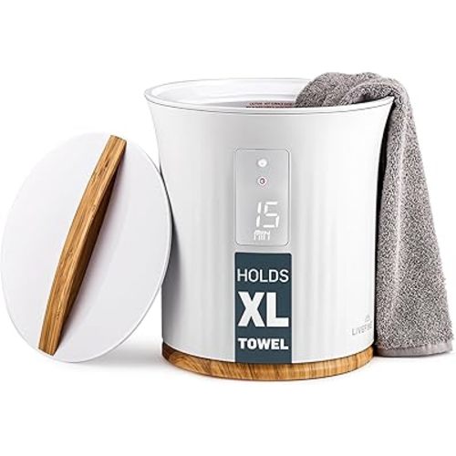 Live Fine Towel Warmer | Bucket Style Luxury Heater with LED Display, Adjustable Timer, Auto Shut-Off | Fits 40” x 70” Oversized Towel