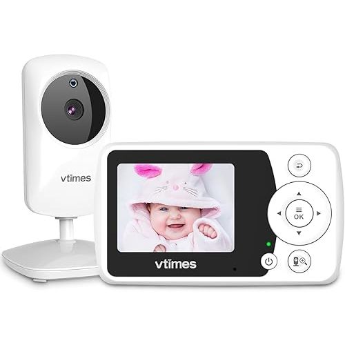 Travel Baby Monitor No WiFi 2.4" Screen, Video Baby Camera Monitor Night Vision, 1000ft Range, 2X Zoom, Ideal for Elderly Pet (NO Charging Plug)