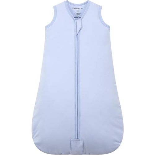 Mosebears Sleep Sack Baby Winter Wearable Blanket with 2-Way Zipper,2.5 TOG Cotton Sleep Sack Unisex (Fog Blue, 0-6 Months)