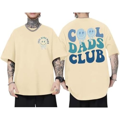 Dad Shirt Cool Dads Club Tshirt for Men Oversized Daddy T-Shirts Funny Letter Graphic Printed Tees Father's Day Tops