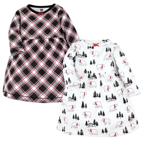 Hudson Baby Girl Cotton Dresses, Winter Bear, 3-6 Months