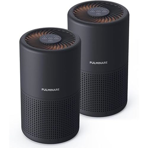 FULMINARE Air Purifiers for Bedroom H13 True HEPA Air Filter Quiet Air Cleaner With Night Light Portable Small Air Purifier for Home, Office, Living Room (Black 2 Pack)