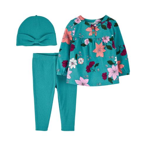 Baby 3-Piece Floral Outfit Set - 6M - Style,Teal