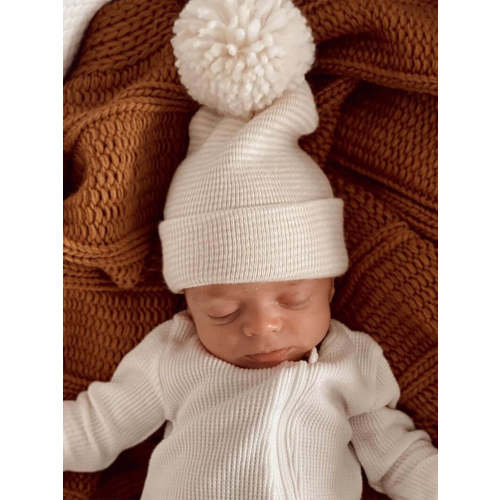 Baby's First Hat®, Sand/White Stripe Pom