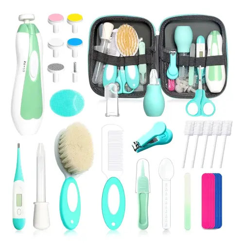 Baby Healthcare and Grooming Kit for Newborn Kids, 31PCS Upgraded Safety Baby Care Kit, Newborn Nursery Health Care Set, Baby Care Products (Green)