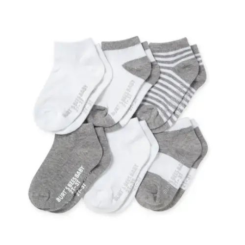 Solid & Stripes Organic Cotton Baby Ankle Socks 6 Pack – Burt's Bees Baby
