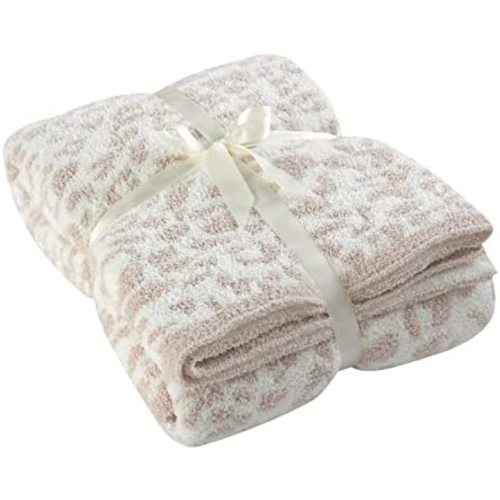 100% Polyester Microfiber Fluffy Leopard Knitted Baby Blanket Super Soft Cozy Lightweight Thick Blanket for Baby (Baby 30"X40", Cream)