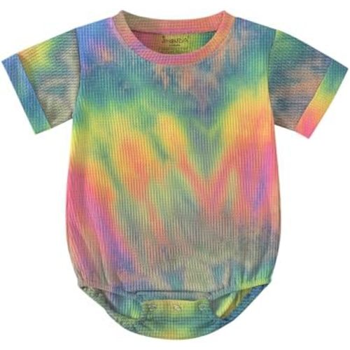 Jimonda Baby Bodysuit Newborn Tie Dye Clothes Infant Waffle One Piece Romper Baby Boys Girls Short Sleeve Jumpsuit Outfits