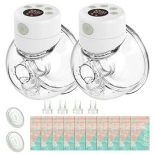 Momcozy S12 Double Breast Pump, Wearable Electric Pump LCD Display 24mm White