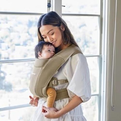 Ergobaby Embrace Baby Carrier Newborn to Toddler - Lightweight Ergonomic Baby Carriers - Cozy Essentials (7-25 Pounds), Ponte Knit, Olive