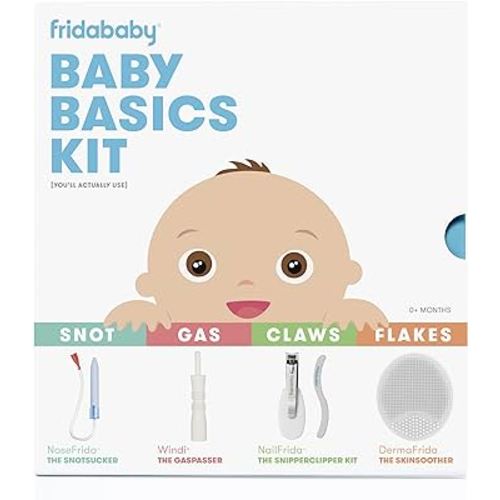 Frida Baby Baby Basics Kit|Includes NoseFrida, NailFrida, Windi, DermaFrida + Silicone Carry Case