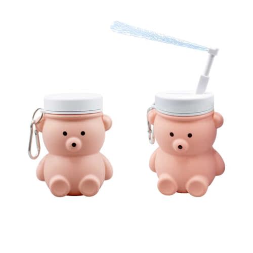 Cute Portable Bidet for Kids, Lovely Baby Bidet Spray Bottle, 300ml Compact Travel Size Camping Peri Bottle with Retractable and Angle-Adjustable Nozzle for Home, Outdoors, Camping & Travel Pink(1pc)