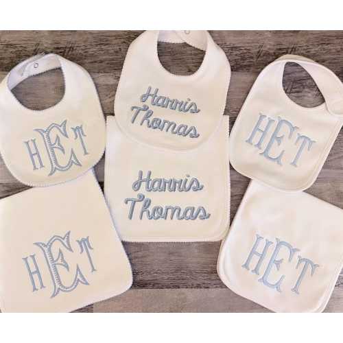 Boys Bib and Burp Cloth Set /Personalized Bib Burp Cloth Gift / Monogram Baby Shower Gift/ Monogram Boy Bib and Burp Cloth/ Boy Baby Gift