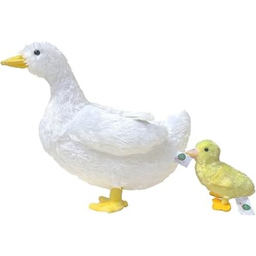 Adore 13" Standing Donna The White Duck with Duckling Plush Stuffed Animal Toy